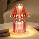 Small Battery Operated Lamp with Timer, Tiny Cordless Glass Table Lamp for Home Decor, Kitchen, Bathroom, Birthday Gift for Women, Jelly Red