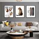 3Pcs Black Framed Trendy Leopard Print Canvas Wall Art Picture Stylish Female Aesthetic Poster Cheetah Printed Preppy Fashion Skateboard Wall Decor for Bedroom Apartment Dorm Living Room 16x24in