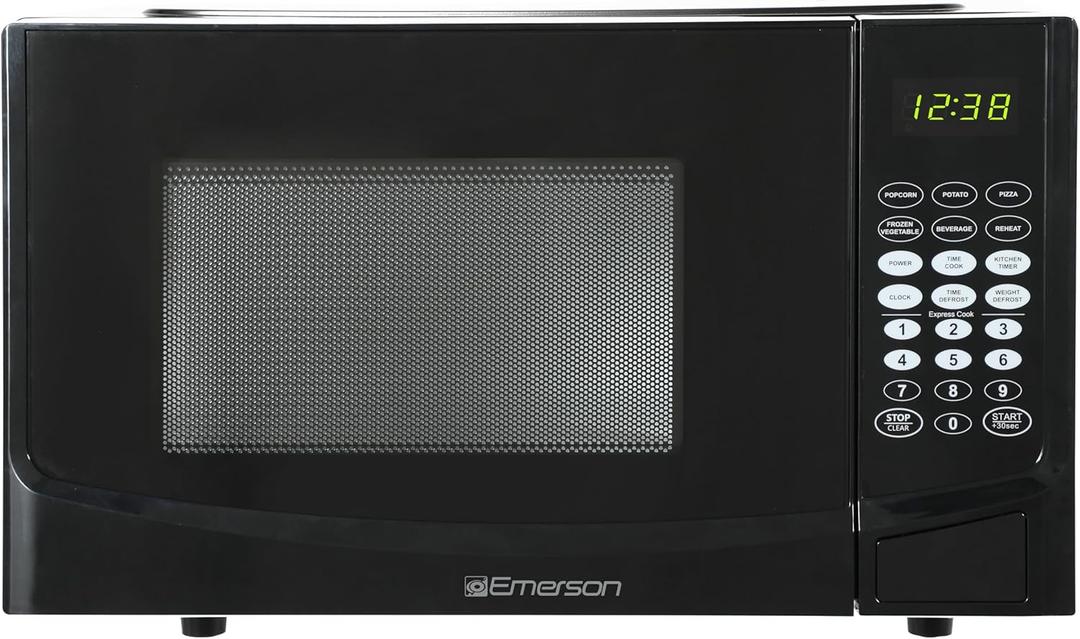 Emerson MW9255B Countertop Microwave Oven, 6 Pre-Programmed Settings, Removable Glass Turntable and Child Safety Lock, 0.9 Cu ft, 900W, Black (0.9)