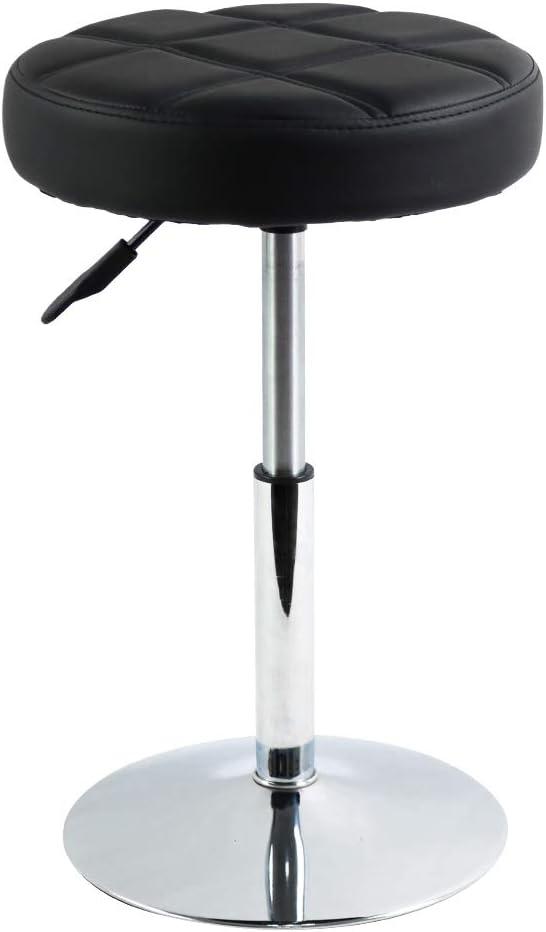 FURWOO Short Round PU Leather Shop Stool - Padded Stool for Salon,SPA,Manicure and Vanity - Small Black