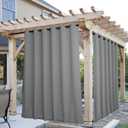 NICETOWN 2 Panels Outdoor Curtains for Patio Waterproof & Windproof, Grommet & Back Tab on Top & Bottom Weighted Drapes Keep Sun/Rain Out with Bouns Rope for Garage, Silver Grey, W84 x L108