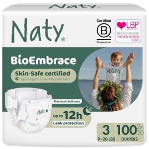 Naty BioEmbrace Baby Diapers, Size 3 (9-20 lbs), 100 Count