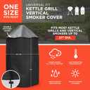 Mr. Bar-B-Q Universal Fit Kettle BBQ Grill & Smoker Cover, Round Barbecue Grill Covers, Heavy Duty Waterproof Smoker Cover (27.5 Diameter x 35 Tall)