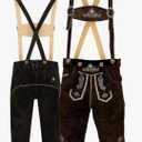 STEIGENHÖFER Lederhosen Men Knee-Length – Authentic German Bavarian Lederhose – Real Leather Oktoberfest Costume – Trachten