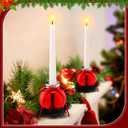 6 Pcs Red Christmas Tealight Candle Holder Christmas Dinner Table Decorations Ball Candlestick Holder with Bow and Wreath for Party Indoor Decorations