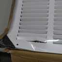 HVAC Premium 32'' x 12'' [Duct Opening] Flat Stamped Steel Return Air Grille - Sidewall and Ceiling - HVAC Vent Duct Cover - White [Outer Dimensions: 33.75''w X 13.75''h]