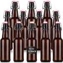 16.5 oz 12 Pack Amber Swing Top Glass Bottles for Airtight Lids, Home Brewing and Fermentation Kombucha, Vanilla Extract, Beverage, Water, Kefir
