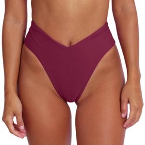 geluboao Women's Bikini Bottom Sexy V Cut High Cut Swimsuit High Waisted Bathing Suit Bottoms (Wine Red) S