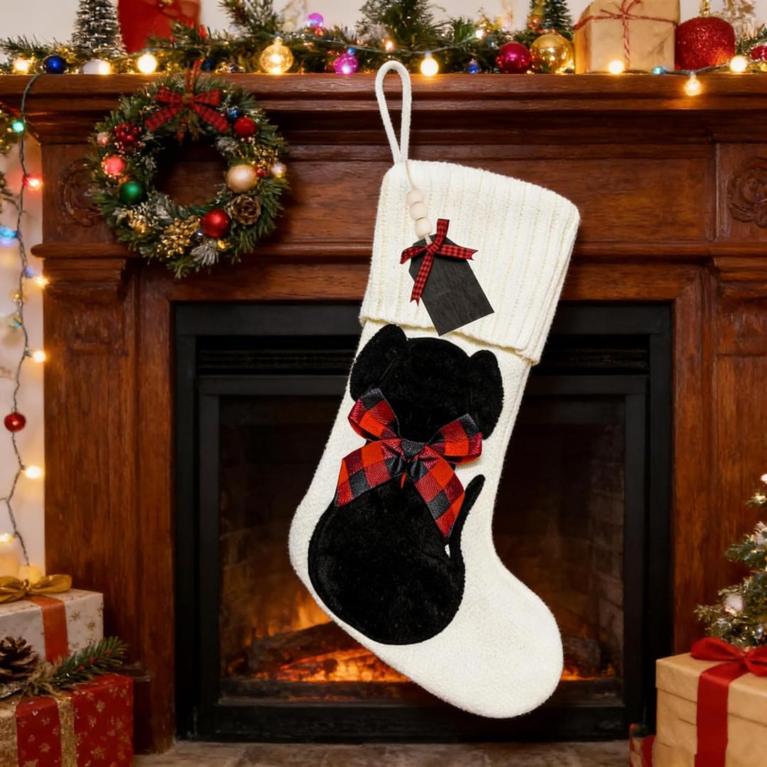 Personalized Dog Stockings Christmas White Knitted Stocking for Dog Pet Plush Stocking Dog Christmas Decorations Dog Christmas Hanging Decor Festive Family Seasonal Party Decoration