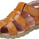 DADAWEN Boy's Girl's Leather Closed Toe Outdoor Sport Sandals (T2 Little Kid) (Yellow)