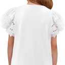 2 x Yoklass Girls Casual Shirts Square Neck Ruffle Sleeve Tops Solid Loose Blouses 5-14 Years (White)