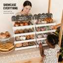 HOTCAN Cookie Display Stand for Bakers & Vendors - Wooden Cookie Stand with Chalkboard Sign for Market Booths, Craft Fairs & Events - Tiered Cookie Display for Cupcakes, Muffins & Pastries 4 Tier (White)