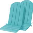 Adirondack Chair Cushion Set of 2 Indoor Outdoor Furniture Cushions Rocking Chair Cushions with Straps Replacement Folding Patio Chair Pad,19.7x18.9x1.5 Inch（Blue）