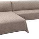 Turquoize Sectional Couch Covers L Shape Couch Cover Sectional Sofa Cover Washable 2 Pieces Couch Covers for Sectional Sofa Feature Geometrical Woven Jacquard Fabric (Chaise/3 Seats, Sand)