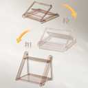 FYBREEK Tea Brown Foldable Perfume Organizer, Makeup Organizer, Clear Acrylic Double Layer Display Stand, Waterproof Cosmetic Storage Rack for Bathroom Vanity Countertop (1PC)