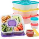 Caperci Original Bento Snack Box Containers for Kids & Adults - Lunchable Food Containers 5 Compartments with 4 Leakproof Small Containers, BPA-Free, Set of 4