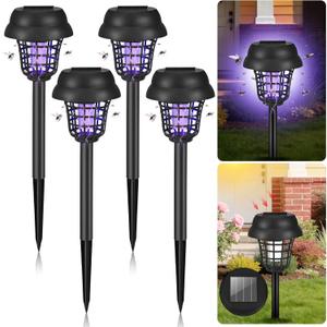 2026 Solar Bug Zapper Outdoor Waterproof,4 Pack Mosquito Zapper Repellent Outdoor Patio,Auto On/Off Purple or White Light,Solar Powered Gnat Insect Bug Zappers for Yard Garden Backyard Pathway