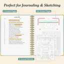 Bullet Dotted Journal Spiral Notebook, 300 Pages Leather Notebooks with Contens, 120 GSM Thick No Bleed Through Paper Journals, A4 Large Dot Grid Notebook for Women Men Work Writing, 8.5" x 11", Pink