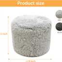 Round Pouf Ottoman Foot Rest, 19"15" Soft Foam Filled Foot Stool, Lightweight Decorative Pouf for Living Room, Bedroom or Couch, Modern Small Ottoman for Relaxing, Grey