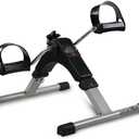Portable Folding Digital Pedal Exerciser with LCD Screen Display, Adjustable Resistance Under Desk Mini Bike, Compact Arm & Leg Peddler Machine Tracks Calories Burned, Time and Reps, Gray, (740-744)
