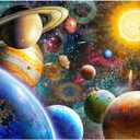 Nattork Jigsaw Puzzle 500 Pieces for Adults Youth Family Space Traveler Solar System Puzzle Pieces Fit Together Perfectly