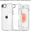 PinLiSheng Magnetic for iPhone Case [Mil-Grade Drop Protection] [Compatible with Magsafe] Shockproof Slim Transparent Protective Phone Case, (A-White, iPhone SE3/SE2/8/7)