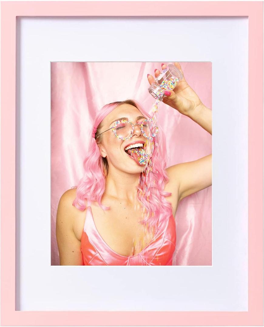 eletecpro Picture Frame, Display Pictures 11x14 for Wall Hanging, Colorful Photo Frame Made of Engineered Wood, Clear Acrylic for Gallery Wall, Pink, 1 Pack