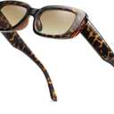 Vintage Rectangle Sunglasses for Women Men 90s Fashion Narrow Square Frame Eyewear UV400 Protection (Tortoise)