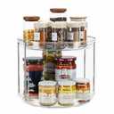 LAMU 2 Tier Lazy Susan Turntable Organizer 9.25'' Rotating Spice Rack Organization for Cabinet, Kitchen, Pantry, Countertop, Bathroom, Vanity, Medicine Cabinet Organizer, Clear