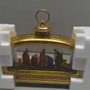 Christmas Snow Globes, 11.4" Nativity Glitter Water Lantern with Song, 6H Timer Battery & USB Powered Music Box for Christmas Decorations Indoor (Gold 31)