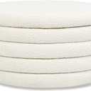 Jennifer Taylor Home Fuji 36" Upholstered Boucle Round Storage Ottoman (Ivory Off White Boucle)