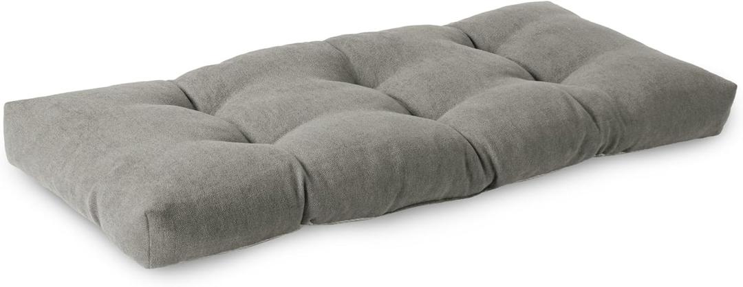 ELFJOY Tufted Bench Cushion Thicken Patio Furniture Cushions Classic Solid Color Porch Swing Cushion Soft Bench Pillow with Non Slip Backing (34x16x3.5 inch Grey)