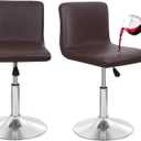 Deisy Dee Waterproof Bar Stool Chair Covers, PU Leather Barstools Chair Covers, Spandex Slipcover for Short Stool Chairs (Coffee, 2)