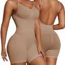 Paukee Women's Backless Shapewear Bodysuit Tummy control Shorts Seamless Body Shaper Light Body Sculpting. Size L