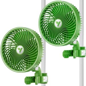 VIVOSUN 2-Pack AeroWave E6 Grow Tent Fan 6, EC Motor, Smart Wifi Control, US Patented Auto Oscillating Clip fan, Weatherproof IP-54, Strong Airflow but Quiet for Hydroponic Ventilation Circulation (Green)