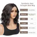 Dark Brown Synthetic Bob Wigs for Black Women Short Wavy Bob Curly Wig Heat Resistant Bob Wigs for Daily and Party