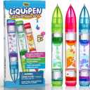 YoYa Toys Liquipen - Liquid Motion Bubbler Pen Toy (3 Pack) - 3 Colors - Colorful Timer Pens for Focus, Stress & Anxiety Relief - Fun Desk Fidget Toy for School & Office - Great Gift for Kids & Adults