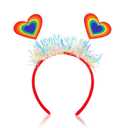 3 x Rainbow Hair Hoop Glitter Tassel Head Bopper Color Heart Hairband for Women Girls Kids - Gay Pride Celebration Parades Festival Headdress Accessories 1PCS