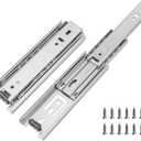 LONTAN Full Extension Drawer Slides 8 Inch Ball Bearing Cabinet Glides 1 Pair Silver Drawer Runners 3 Section Side Mount Rails for Furniture