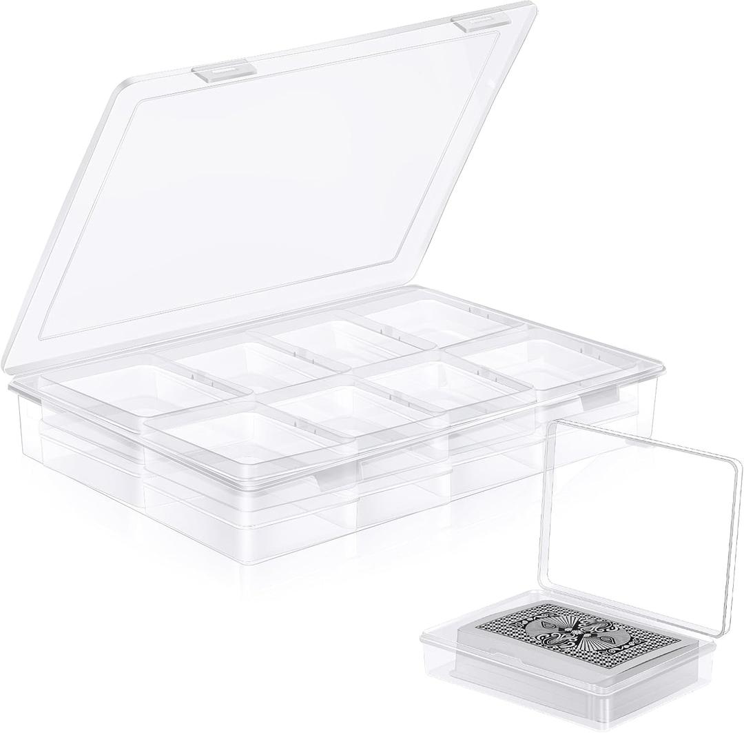 16 Pcs Playing Card Case, Clear Trading Card Storage Organizer 3.86 x 2.91 x 0.94 Inch Plastic Card Box for Gaming Cards, Business Card Storage (16)