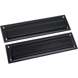 QCAA Solid Brass Mail Slot, with Solid Brass Interior Back Plate, 10" x 3", Matte Black, 1 Pack, Made in Taiwan