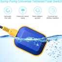 Sump Pump Universal Tethered Float Switch AC 15A 110~250V Piggyback Style Plug with 10 Feet Cord, Used in Sewage Pump, Water Tank, Septic Tank Pump, etc.