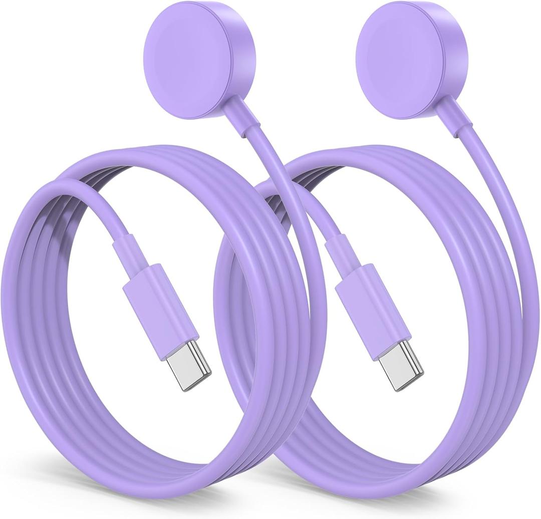 2Pack for Apple Watch Charger Cable, 3FT USB C to Magnetic Wireless Fast i-Watch Charging Cord [Portable], Compatible with iWatch Series Ultra/9/8/7/6/SE/SE2/5/4/3/2 - Purple