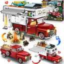 Zylvoxia Camper Van Buliding Block for Adults, 2 in 1 Include Camper Rvs and Farm Pick-up Trucks Building Block Gift for Teens and Adults, Farm Trucks Building Set Present for Kids, 2188Pcs