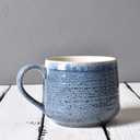 Bosmarlin Large Ceramic Wide Coffee Latte Mug Set of 2, 18 Oz, Blue Big Stoneware Tea Cup for Office and Home, Dishwasher and Microwave Safe (Blue, 2)