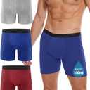 Incontinence Underwear Long Leg For Men, 100ML Absorbent Cotton Washable Leak-Proof Reusable Boxer Brief 3 Pack (US, Alpha, Large, Regular, Regular, Multicolor01)