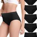 BAMBOO COOL Women's Underwear Ladies Brief Seamless Panties Moisture Wicking Stretchy Full Coverage (Black, M)