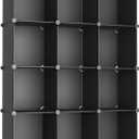 AWTATOS Cube Storage Organizer Closet Storage Shelves DIY Stackable Plastic Storage 12 Cube Bookshelf, Ideal Storage Organizer for Closet, Home, Bedroom, Black