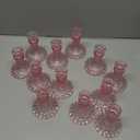 Simeitol Glass Candle Holder Set of 12, Pink Taper Candle Holders Bulk, Vintage Candlestick Holders, Candle Stick Holder for Table Centerpieces, Wedding & Mother's Day