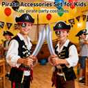 ZeeDix 36 Pcs Pirate Accessories for Kids, Include 12 Pirates Hats, 12 Eye Patches and 12 Swords, Pirate Party Decorations for Christmas, Halloween, Masquerade, Cosplay, Birthday (Black)